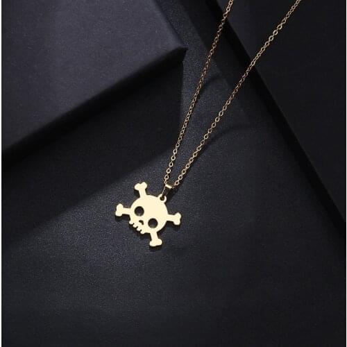 DOTIFI Stainless Steel Necklace For Women Man Lovers Skull Gold And Silver Color Pendant Necklace Engagement Jewelry
