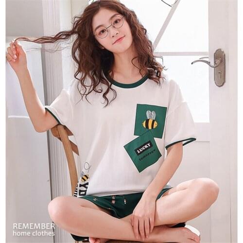 Pajamas Set Women Pyjamas Women Sleepwear Night Suit Pijama Mujer Home Wear Women Plus Size 2021 Summer Cartoon Cotton Nightwear