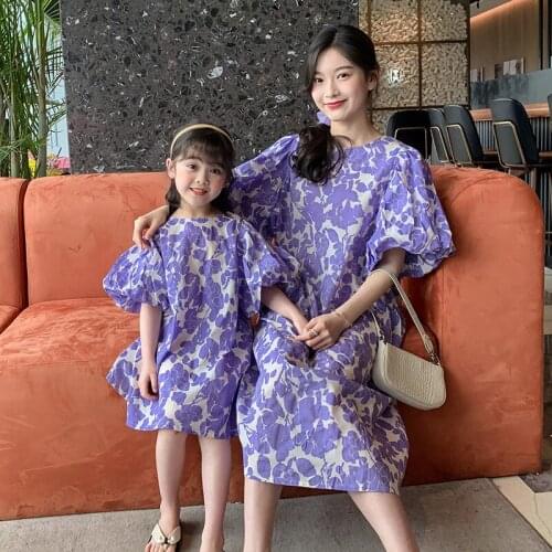 Mother Daughter Dress Family Matching Clothes Look Mom Baby Mommy and Me Dresses Clothes Woman & Kid Girls Outfits