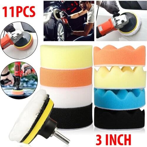 Car Buffing Pad Polishing Buffer Polishing Pad For Drill Sponge Kit Set Waxing Foam Sealing Polishing Pads Thread Drill Adapter