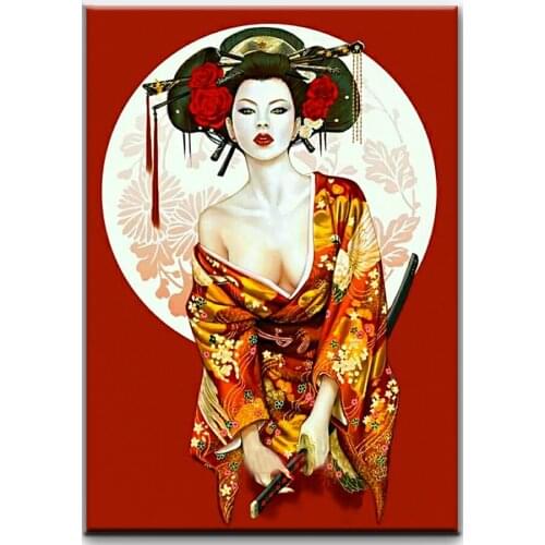 Full Diamond Embroidery japanese geisha woman DIY 5D Square Diamond Painting Full rhinestone Mosaic picture Cross Stitch