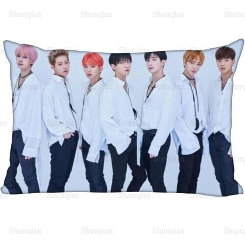 Custom Pillowcase Cover MONSTA X Kpop Star Rectangle Zipper Pillow Cover Satin Fabric Pillowcase 40x60cm,50X75cm(Two sides) 0512