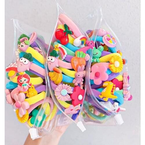 10PCS/Set Girls Cartoon Animal Rubber Band Hair Accessories Candy Color Cute Hair Rope Princess Elasticity Hair Band Headwear
