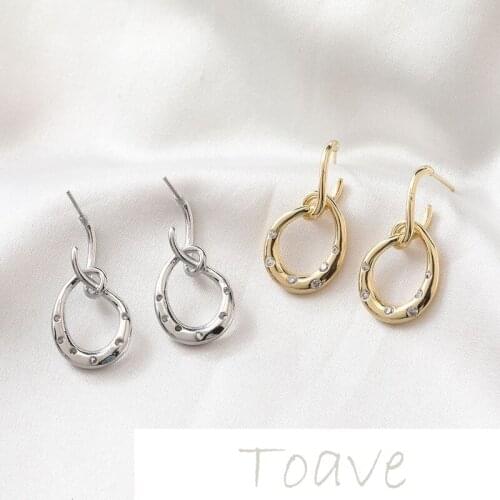 14K gold niche design round water drop inlaid crystal zircon earrings earrings diy hand-made accessories