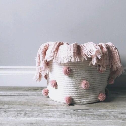 Cute Dust-proof Laundry Basket Hair Ball Cotton Organizer Chic Woven Storage Basket Baby Stuff Toy Organization Kids Room Decor
