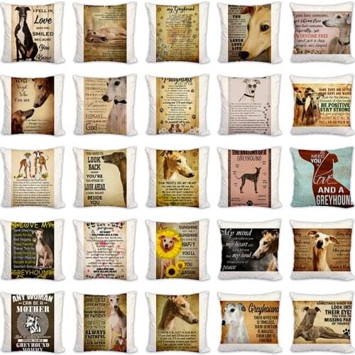 Dog Cushion Cover Greyhound Pattern Animal Pillowcases Sofa Seat Bed Living Room Decoration Sweet Home Accessories 45x45cm