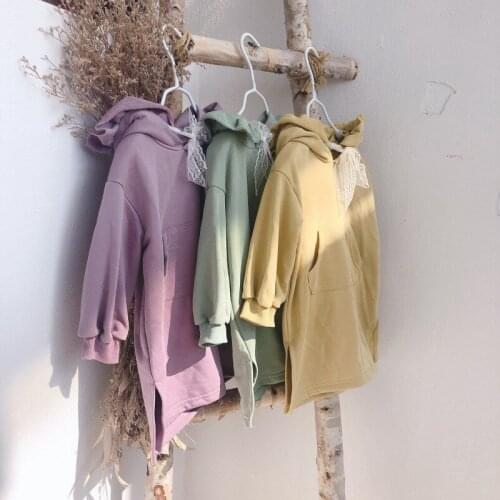 Girls Hoodies Casual Korean Ruffle Lantern Sleeve Sweatshirts For Girls Kids Clothing Long Fashion Pullover 2 3 4 5 6 7 Years