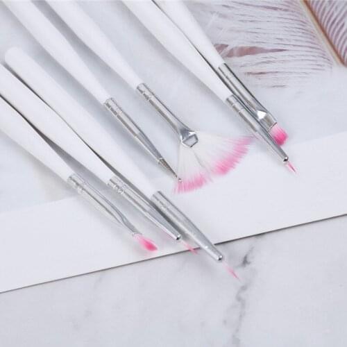 7pcs UV Gel Acrylic Nail Art Steel Brush Tool Set Nail Ombre Brush For Manicure Drawing Pen Point Nail Design Painting Pen New