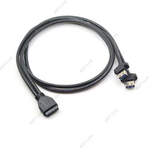 USB 3.0 Front Panel Cable USB Connector Cable USB 3.0 High Speed 20-pin to Dual Ports USB3.0 Hub with Fixed Foot for PC Computer
