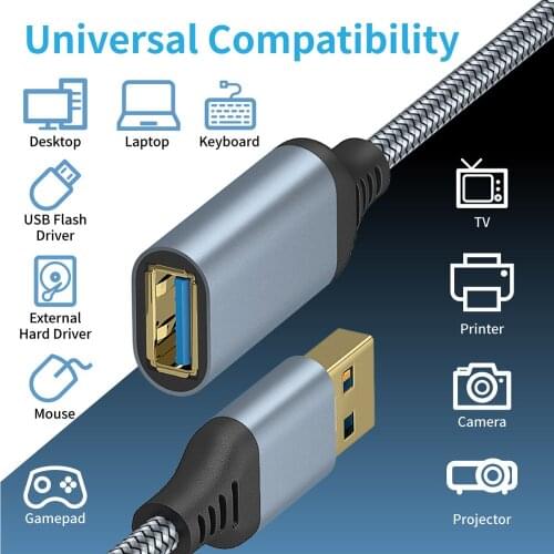 USB 3.0Charging Cable Male to Female Extension Cord Fast Speed Nylon Braided Charge Wire Data Cable For Smart Laptop PC Computer