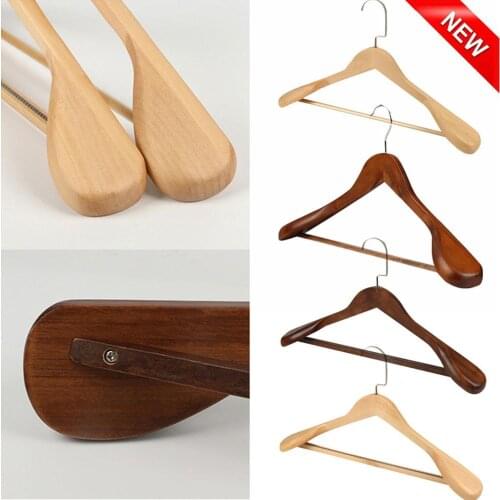 High Grade Wide Shoulder Wooden Coat Hangers Rack Solid Wood Suit Hanger Clothes Holder Organizers laundry rack #123