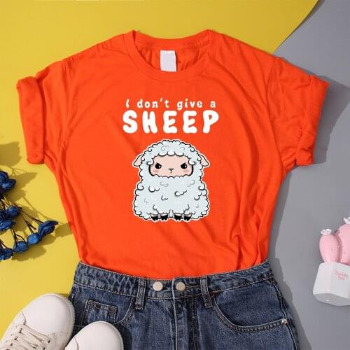 Hipster Kawaii Animal Women T Shirt I Don’t Give A Sheep Women T-Shirts Casual Cartoon Manga Short Sleeve Female T Shirt Comfy