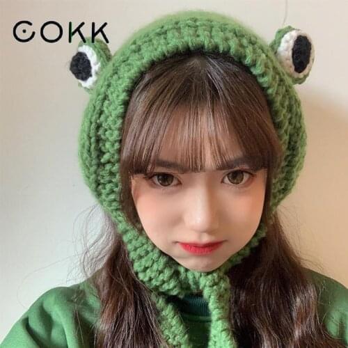 Winter Skullies Cute Women Frog Hat Crochet Knitted Hat Costume Beanie Hats Cap Gift Hip Hop Cap Photography Prop Party Cosplay