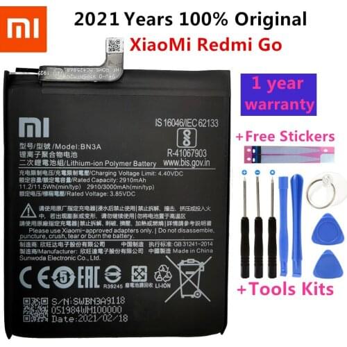 100% Original Xiaomi BN3A 3000mAh Battery For XiaoMi Redmi Go BN3A Batterie Bateria Accumulator Smart Phone Battery