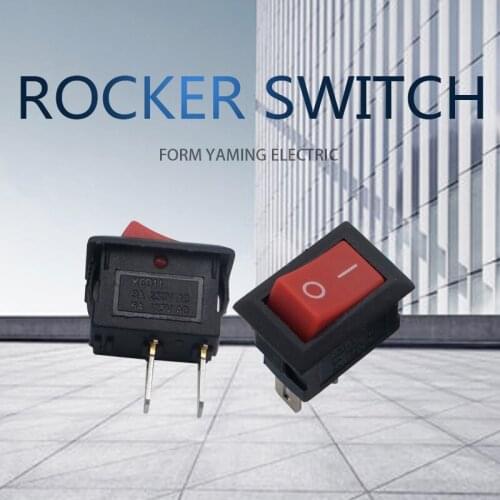 100pcs Rocker Switch 2 Positions 10*15mm Red Push Button KCD1-11 Two Pins 250VAC 3A