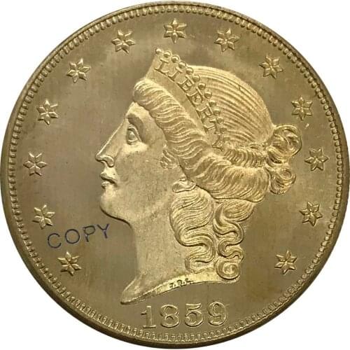 1859 United States 20 Twenty Dollars Liberty Head Double Eagle Gold coin Brass Collectibles Copy Coin