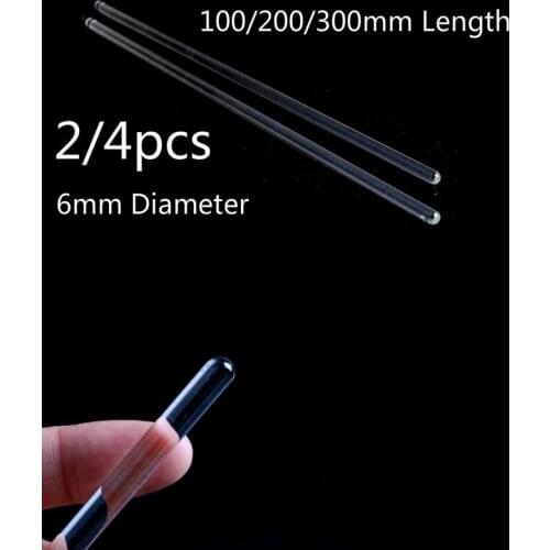 2/4pcs Lab Glass Stirring Rods Tools 100/200/300mm Length Borosilicate High Resistant Stirrer For Chemistry Lab 6mm Diameter