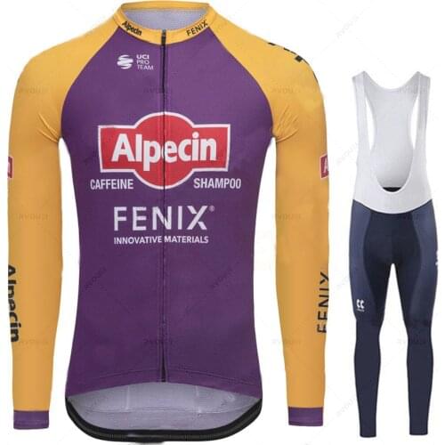 2021 Alpecin Fenix Mens Cycling Long Sleeve Suit Cycling Jersey Mtb Cycling Clothing Bicycle Maillot Ropa Ciclismo Bike Clothes