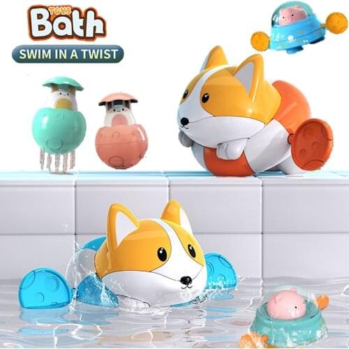 2021 Newest Baby Bath Toys Animal Cute Cartoon Dog Shark Classic Baby Water Toy Infant Swim Chain Clockwork Toy