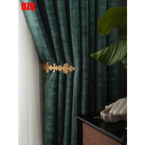 2021 New Light Luxury Simple Nordic Flannel Blackout Velvet Curtains for Bedroom Living Room Home Decor Solid Color Dark Green