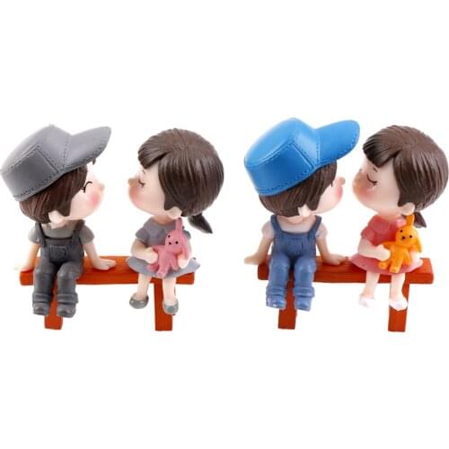3Pcs/set DIY Mini Stool Couples Dolls Fairy Garden Miniatures Decor Dollhouse/Terrarium Action Figures Figurine Micro Landscape