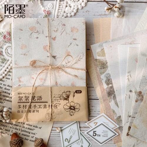 30 Sheets Vintage Floral Material Backgroud Collage Paper DIY Decorative Diary Junk Journal Planner Scrapbooking Craft Paper