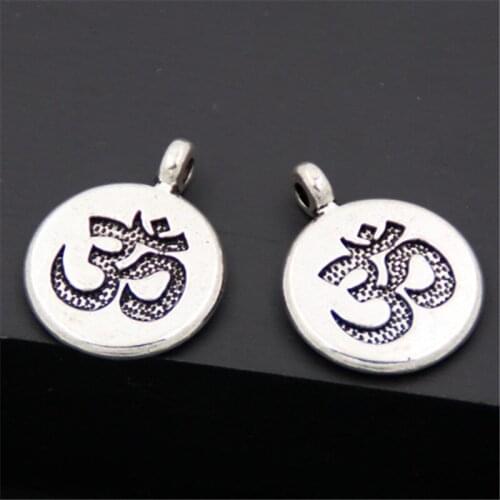 5pcs Tibetan Silver Color Yoga Charms OM Pendants Jewelry DIY Handmade Craft A2561