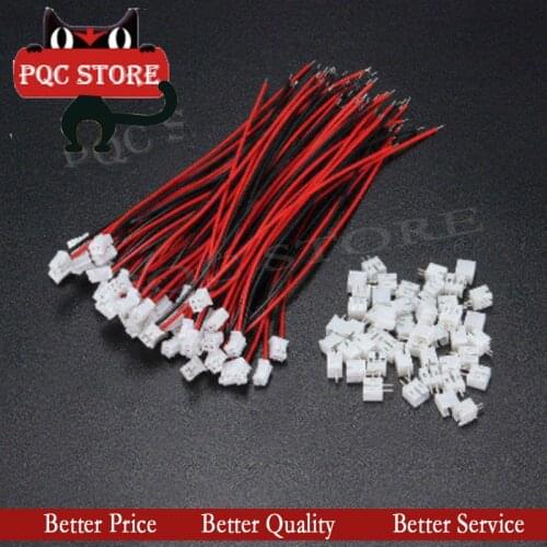 50pcs 26AWG 2.0 PH 2-Pins 120mm Mini Micro JST Connector Wires With Plug Electrical Cable High Quality