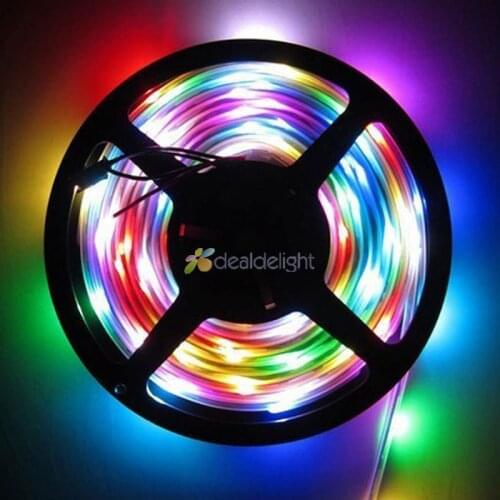 16.4FT 5M WS2811 5050 RGB Dream color 150 Leds 30 IC Digital LED strip Light IP67 Tube Waterproof 12V Black PCB