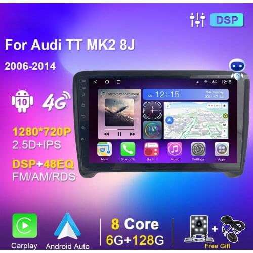 6G 128G Head Unit Autoradio For Audi TT MK2 8J 2006-2014 Car Radio Multimedia Player Stereo RDS OBD Carplay DSP GPS No 2 din DVD