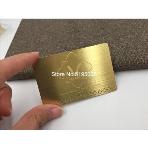 Free samples stainless steel cheap custom gold brushed metal visiting cards name id metal business card