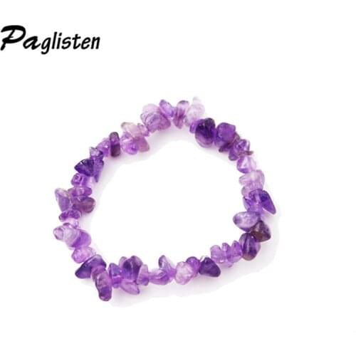 PAGlisten 9 Styles Crystal Gravel Bracelet Natural Bracelet Elastic Chips Single Strand Bracelet Women Jewelry ZA16