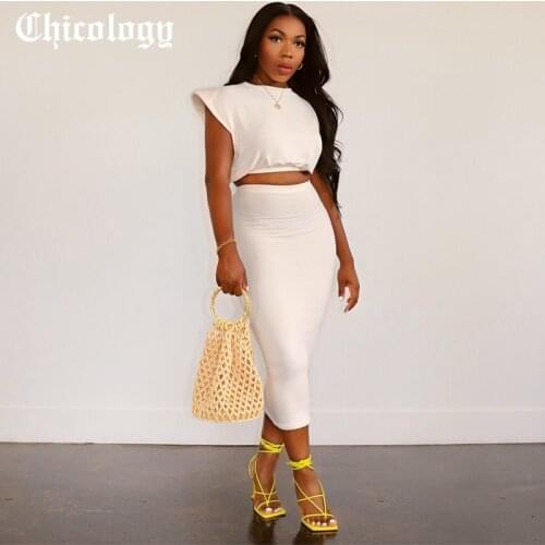 Chicology Long Skirts Bat Sleeveless Round Neck Crop Tank Top High Waist 2021 Women Pretty Streetwear Outfits