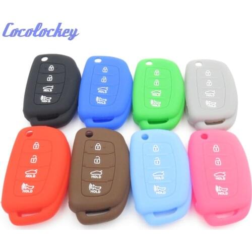 Cocolockey Silicone Rubber Car Key Case for HYUNDAI HB20 Ix45 IX35 Santa Fe Flip Remote Key Case For Car 4 Button Car Styling