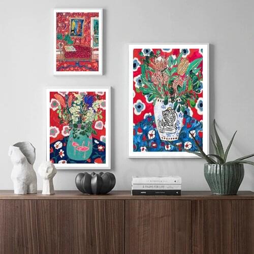 Matisse Color Abstract Canvas Painting Floral Vase Still Life Poster Flamingo Cats Wall Art Print Pictures for Living Room Decor