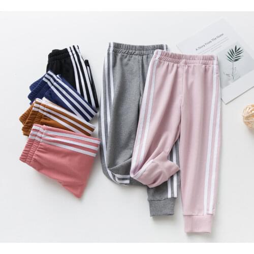 Striped Solid Color Trousers Children Clothing For Boys Girls Sports Pants Casual Girl Clothes Trousers 2 to 10 Years