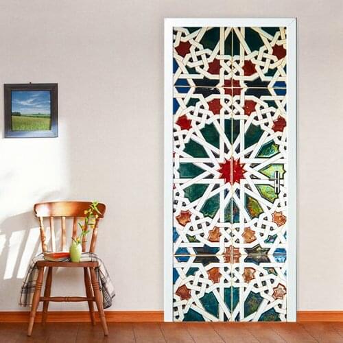 Home Creative DIY 3D Door Stickers Kaleidoscope Pattern for Kids Room Door Home Decoration Accessories Large Wall Sticker