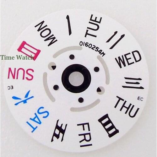 For NH36 Movement Calendar Wheel Week Day Display For 3 o'clock Crown White Color