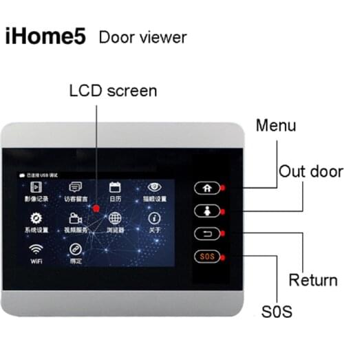 ROLLUP iHome5 WiFi Door Viewer&Video IP Door Monitor LCD TFT 4 Inch Silver Door Screen With 8000mah Battery Shipment Only Screen