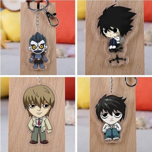 Action Death Note Acrylic Keychain Toys For Chidren Anime Deathnote L Ryuuku Light Model Dolls Pendant Kids Gift Key Ring Toys