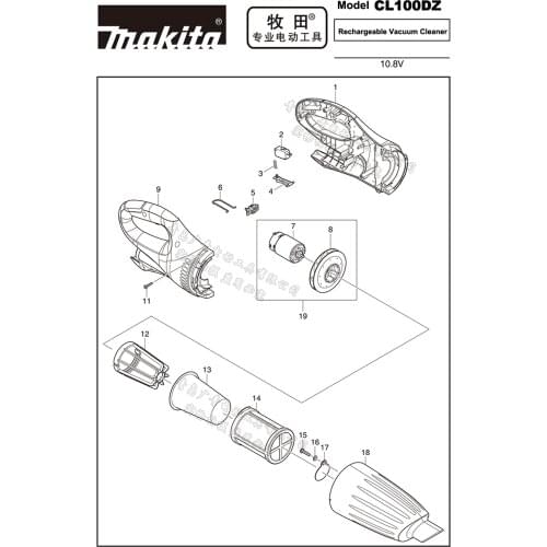 Japan Makita Vacuum Cleaner CL100DZ Filter Switch Filters Dust Cover Filter Element Accessories Parts