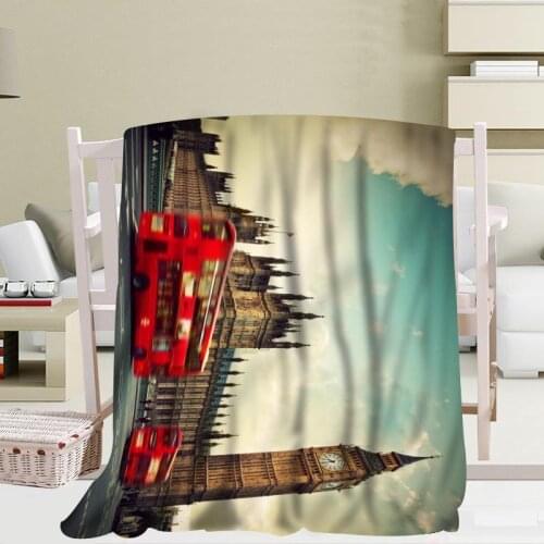 Custom london Street Blanket TR/ Flannel Fleece Fabric Blanket New Year Decoration Comfortable Warm Super Soft Bedroom
