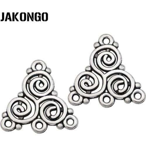 JAKONGO 20pcs Antique Silver Plated Whirl Connector for Jewelry Making Earrings DIY Accessories 18mm