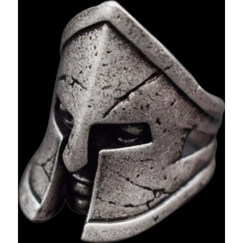 12pcs/lots New Spartan Hero with Helmet Mask Ring For Men Individuality Biker Rock Warrior Rings Design Exquisite