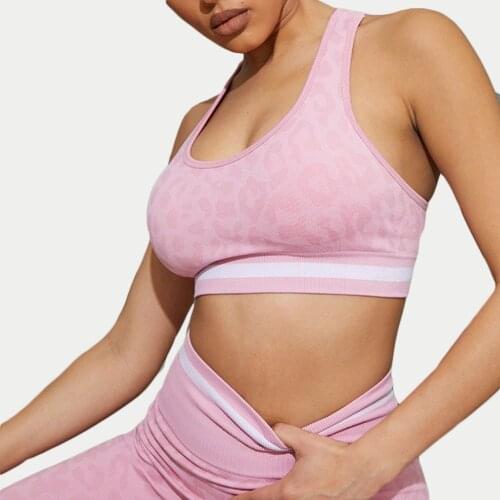 Yoga Two Piece Set Women Sportswear Summer Suit Gym Sets Leopard Outfit Sport Bra And Push Up Leggings Tights For Body Buildup