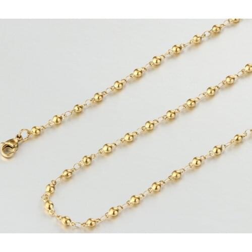 Short Link Chain Necklaces Slim Thin Beads Stainless Steel Necklaces for Girls Statement Initial Jewelry Gift bijoux FN36