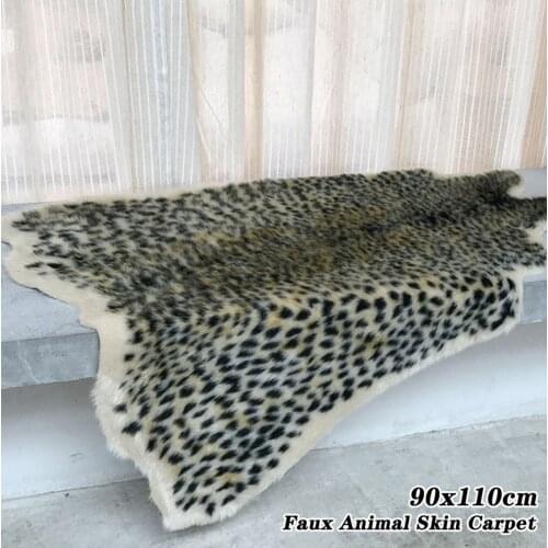 Leopard Print Rug Faux Cowhide Skin Carpet Animal Printed Furry Area Rug for Living Room Decor 90x110cm