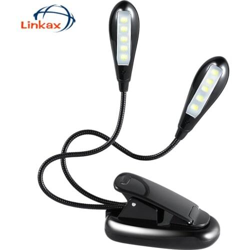 Mini Flexible Bright Clip Book Reading Light Booklight 2 Led Ebook Reader Reading Camping Hiking Lamp Bulb Flashlight