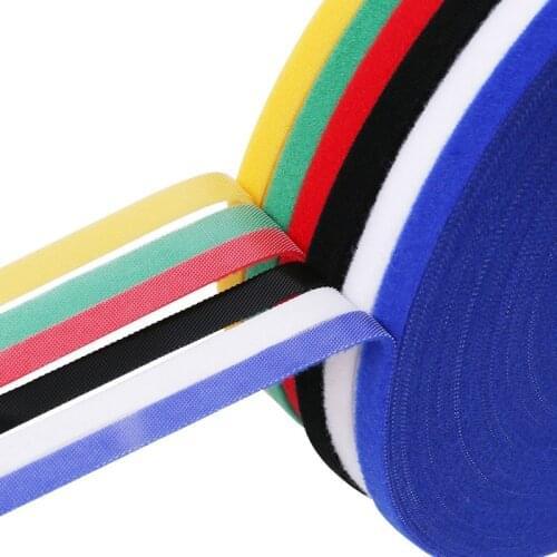 50M 10MM Velcros Cable Ties Reusable Self Adhesive Fastener Tape Strong Hooks Loops Wire Strap Seals Office Desktop Management