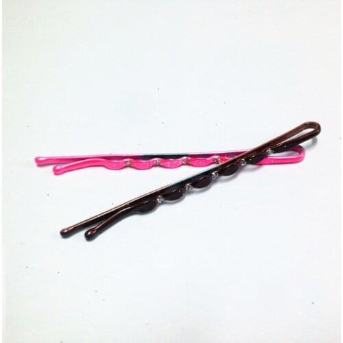 Fashion shiny black hair clip hair jewelry Rhinestone Color Plated Thin U Shape Hair Bobby Pin Black Metal Clips Barrette